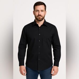 NWT Thomas Stone Black Button Down Dress Shirt XL